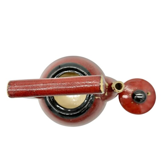 Pier 1 Earthenware Shanghai Tea Set Teapot With Handle & Lid Red Black 7 x 5.5 - Picture 9 of 11